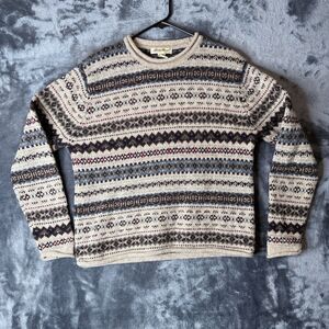 Women's Eddie Bauer Knit Wool Long Sleeve Crewneck Sweater Size Medium Geometic